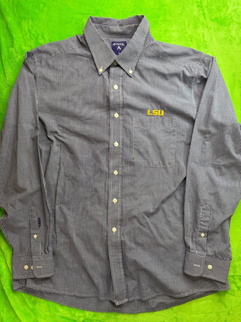 LSU  Antigua XL Gingham Check Shirt Made in Indonesia